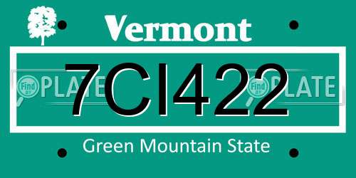 7CI422 Vermont License Plate