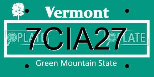 7CIA27 Vermont License Plate