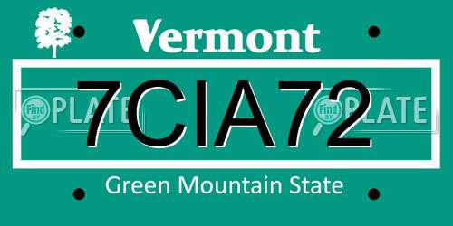 7CIA72 Vermont License Plate