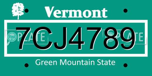 7CJ4789 Vermont License Plate