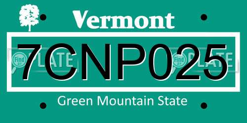 7CNP025 Vermont License Plate