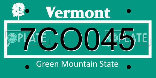 7CO045 Vermont License Plate