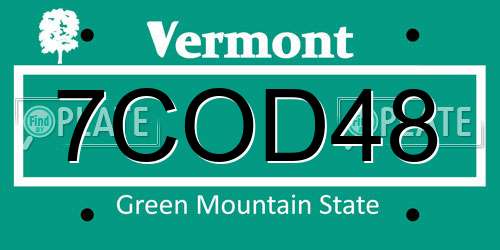 7COD48 Vermont License Plate