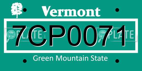 7CP0071 Vermont License Plate