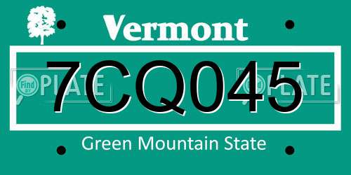 7CQ045 Vermont License Plate
