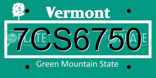 7CS6750 Vermont License Plate
