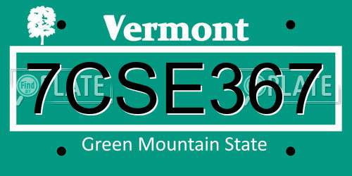 7CSE367 Vermont License Plate