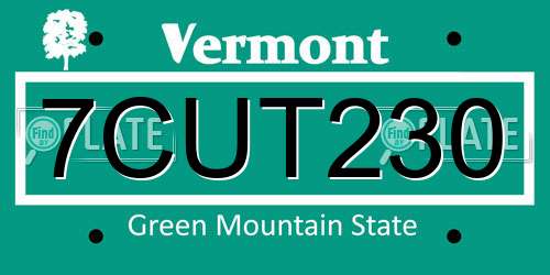 7CUT230 Vermont License Plate