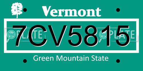 7CV5815 Vermont License Plate