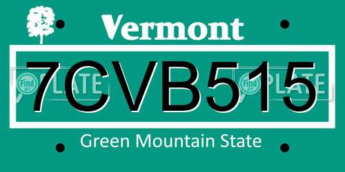 7CVB515 Vermont License Plate