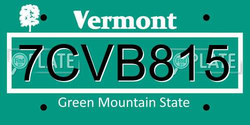 7CVB815 Vermont License Plate