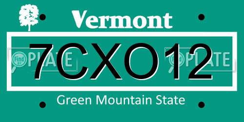 7CXO12 Vermont License Plate
