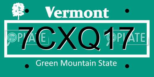 7CXQ17 Vermont License Plate