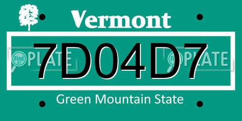 7D04D7 Vermont License Plate