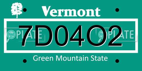 7D04O2 Vermont License Plate