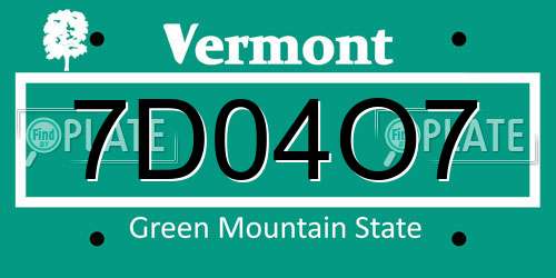 7D04O7 Vermont License Plate