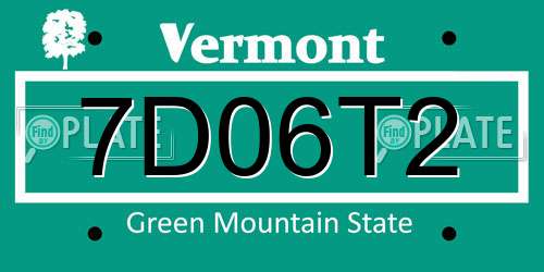 7D06T2 Vermont License Plate