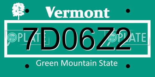 7D06Z2 Vermont License Plate