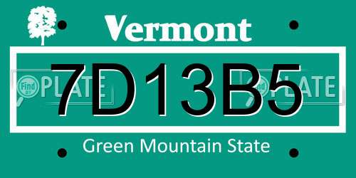 7D13B5 Vermont License Plate