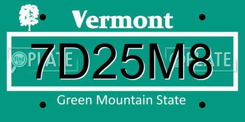 7D25M8 Vermont License Plate
