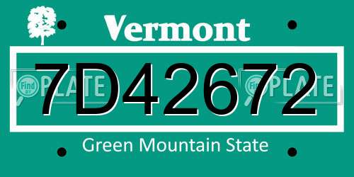 7D42672 Vermont License Plate