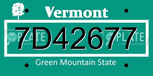 7D42677 Vermont License Plate