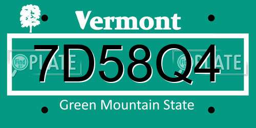 7D58Q4 Vermont License Plate