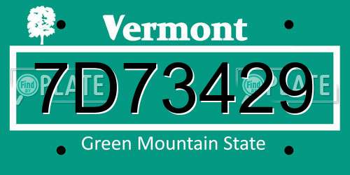 7D73429 Vermont License Plate