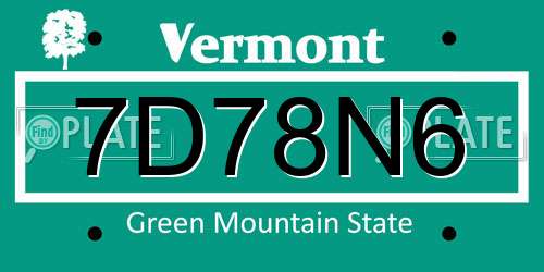 7D78N6 Vermont License Plate