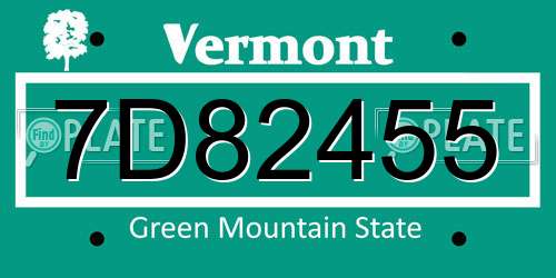 7D82455 Vermont License Plate
