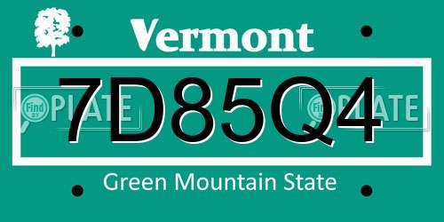 7D85Q4 Vermont License Plate