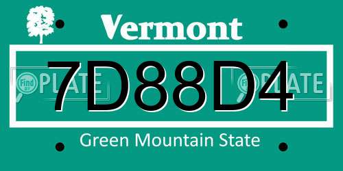 7D88D4 Vermont License Plate