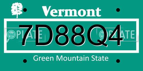 7D88Q4 Vermont License Plate