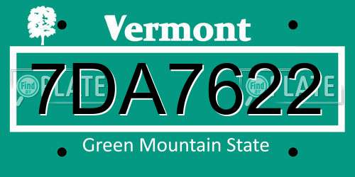 7DA7622 Vermont License Plate