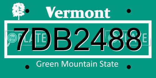 7DB2488 Vermont License Plate