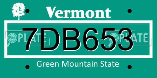 7DB653 Vermont License Plate