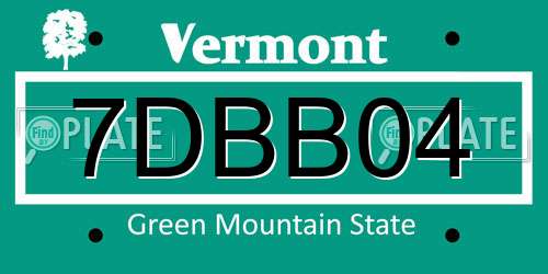 7DBB04 Vermont License Plate