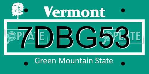 7DBG53 Vermont License Plate