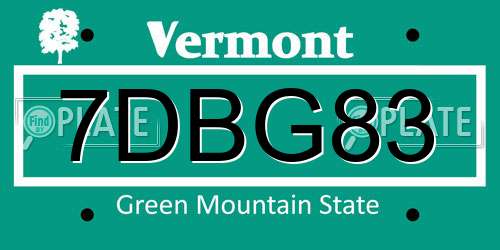 7DBG83 Vermont License Plate