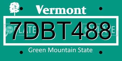 7DBT488 Vermont License Plate
