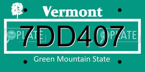 7DD407 Vermont License Plate