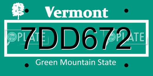 7DD672 Vermont License Plate