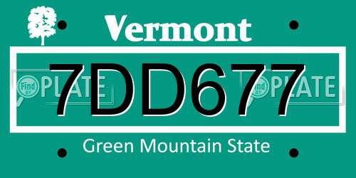 7DD677 Vermont License Plate