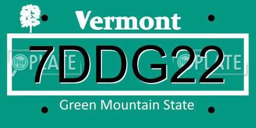 7DDG22 Vermont License Plate