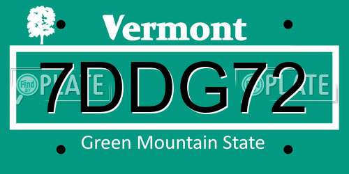 7DDG72 Vermont License Plate