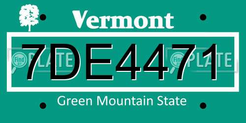 7DE4471 Vermont License Plate