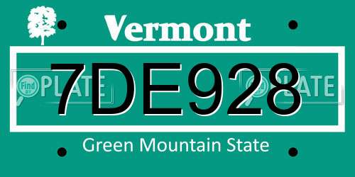 7DE928 Vermont License Plate