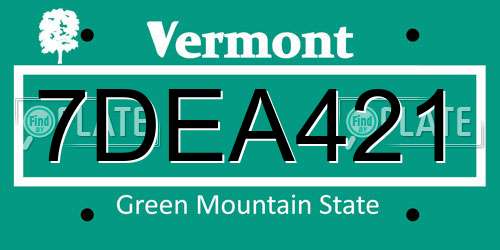 7DEA421 Vermont License Plate