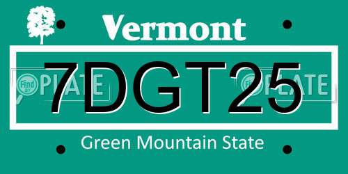 7DGT25 Vermont License Plate