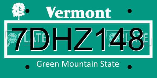 7DHZ148 Vermont License Plate